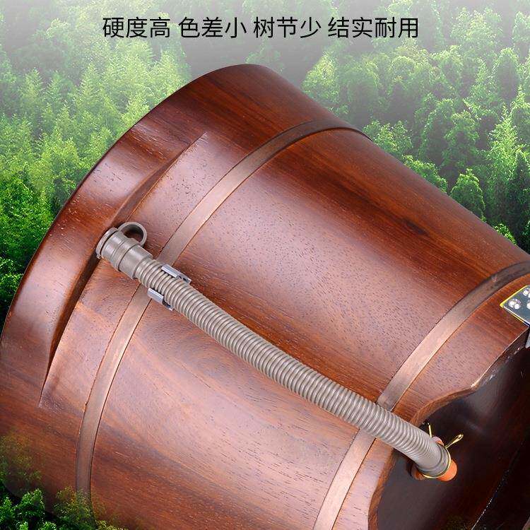 过浴桶泡脚木桶洗脚木盆带轮子排水按足摩桶家用小429腿花梨养木