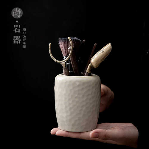 复古黑檀木纹茶道六君子家用泡茶工具茶夹茶勺茶刷茶刀茶道配件