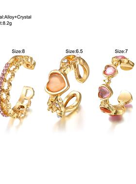 Ring set with 3 pieces紫色爱心荆棘彷猫眼石戒指戒指3件套Rings