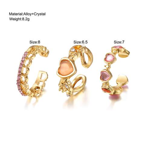 Ring set with 3 pieces紫色爱心荆棘彷猫眼石戒指戒指3件套Rings