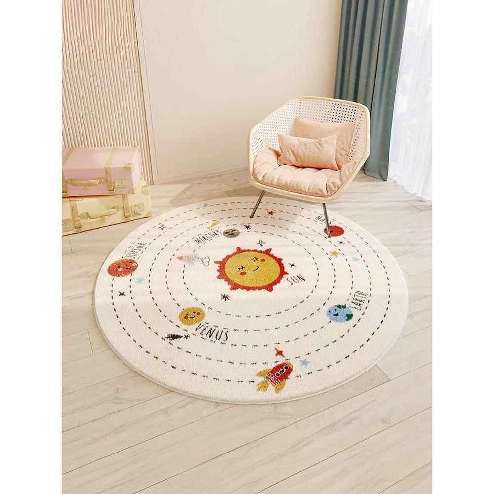 圆形地毯卡通卧室电脑椅转椅隔音地板垫儿童房床边阅读区爬行垫