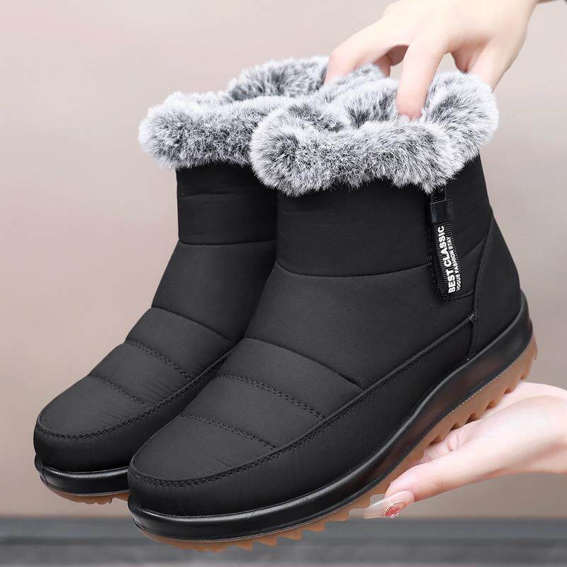正品冬妈雪地靴女防寒加厚棉鞋保中老年短靴妈底软防滑平跟暖棉靴