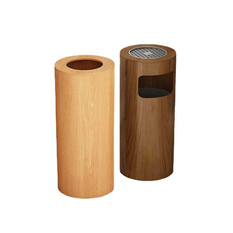 酒店垃圾桶大堂立式大号带盖带烟灰缸实木高档写字楼电梯口垃圾箱