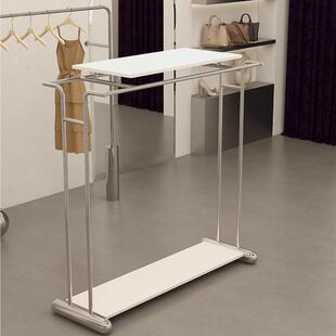 服装店专用中岛货架女装店双杠落地衣架不锈钢服装架中间展示架子