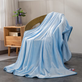四季珊瑚绒毯子法兰绒纯色，毛毯薄儿童，毯床单人空调毯可印logo