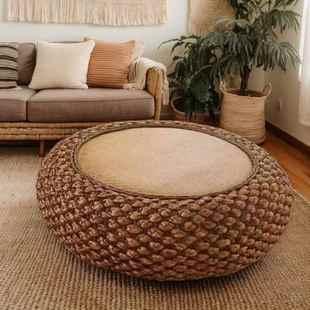 479藤编凳矮凳客厅飘家用圆凳日式 坐水草沙藤创意发凳休闲阳台窗