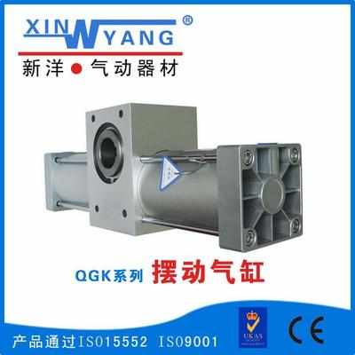 QGK100*90°齿轮齿条摆动缸度孔式轴式旋转气缸QGK100*90/180/360