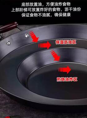 贵州烙锅家用油炸熟铁锅烧烤一体锅不粘商用罗锅炸洋芋锅摆摊