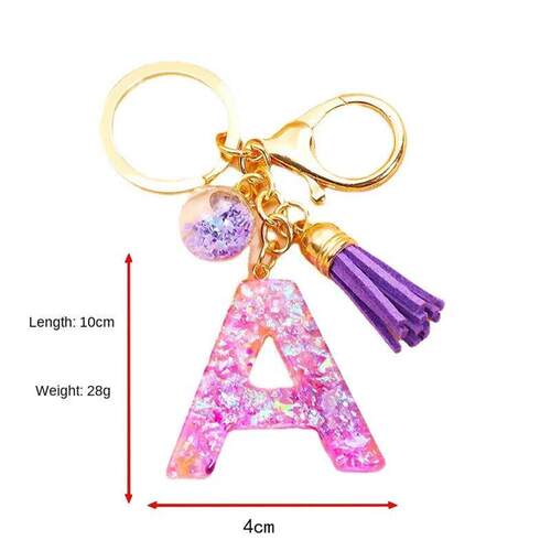 Trendy Resin Glitter Letter Keychain Colorful A-Z 26 Alphabe