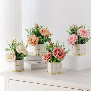 ins北欧仿真花假花摆件塑料绢花花束家居装饰摆设客厅摆花艺套装