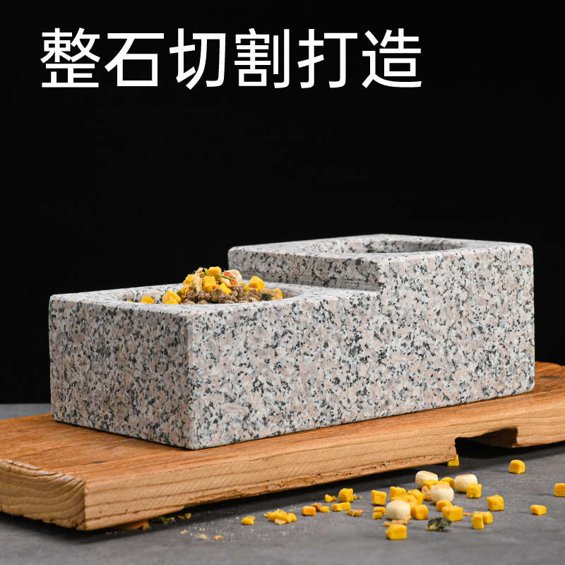 石头狗盆狗碗猫碗双碗自动饮水食盆狗狗猫咪碗水碗防打翻饭盆宠物