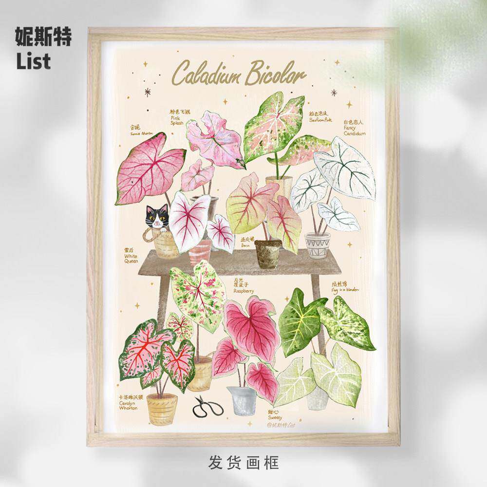 北欧INS风植物画 客厅装饰画现代玄关卧室挂画简约沙发背景墙壁画