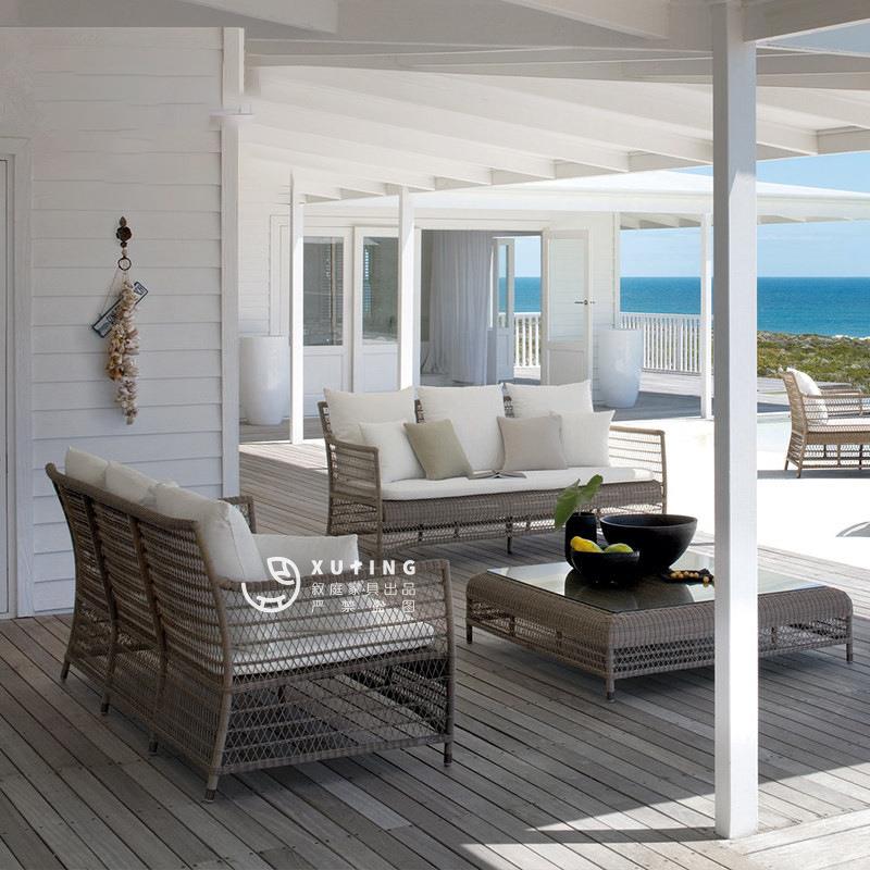 户外沙发庭院露台阳台三人休闲客厅组合室外藤椅藤编沙发防水家具