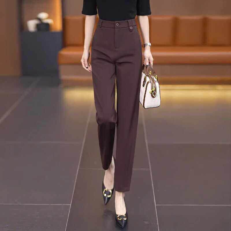 韩国西装裤女夏季薄款2026新款职业正装高级感垂感小个子直筒女裤