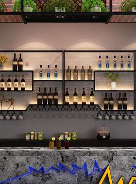 美酒吧铁艺酒架红工业餐厅壁挂式酒架酒风柜创意轻奢式KYL52852红