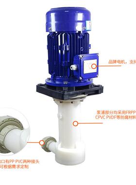 日泰KP系列耐空转槽外立式泵工业喷洗耐酸泵工程塑料液下化工泵