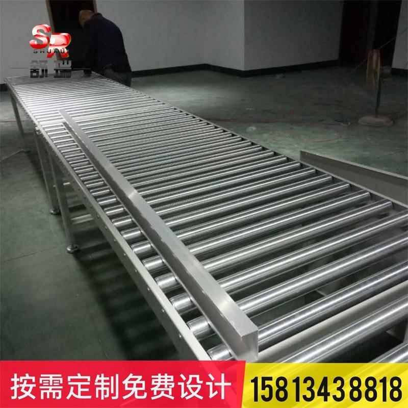 小型滚筒线无动力冰箱洗衣机生产线电动辊筒输送机卸货滑梯流水线