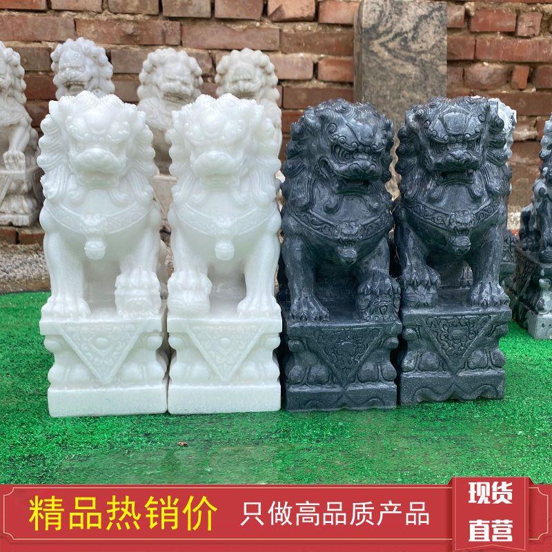 汉白玉石雕别墅大门口石狮子天然雕刻寺庙墓地镇宅摆件家用石狮子