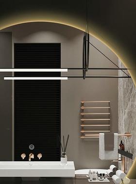 梳台妆LED化子妆镜卫生间智LEL能浴室镜挂墙洗间触摸防雾带灯手圆