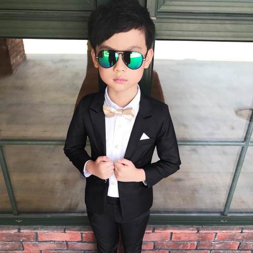 高档男孩装套装花童礼服男童秋两秀件套韩版西走生日表演小小礼服