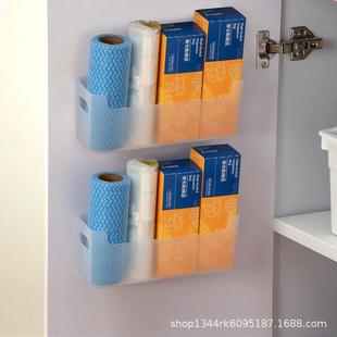 新款 收纳盒柜内侧免打孔橱柜门保鲜膜保鲜袋置物架 直销厨房壁挂式