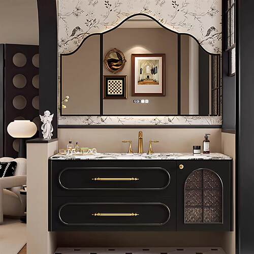 新款卫生间法式复古浴室柜组合橡木烤漆洗手洗脸盆洗漱台美式卫浴