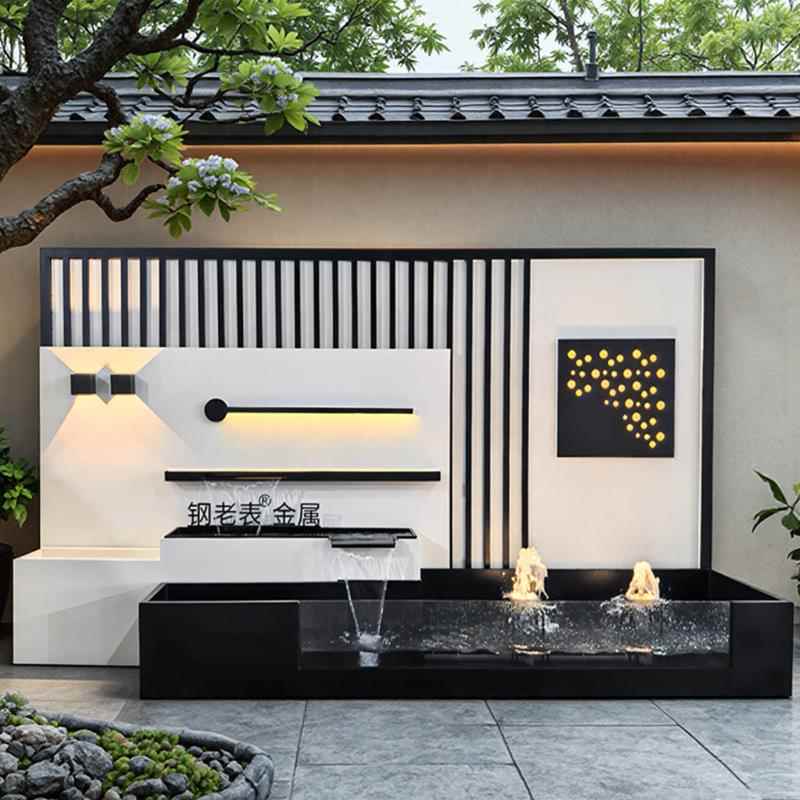 不锈钢流水屏风墙水景墙喷泉水池户外阳台花园水幕墙庭院花园别墅