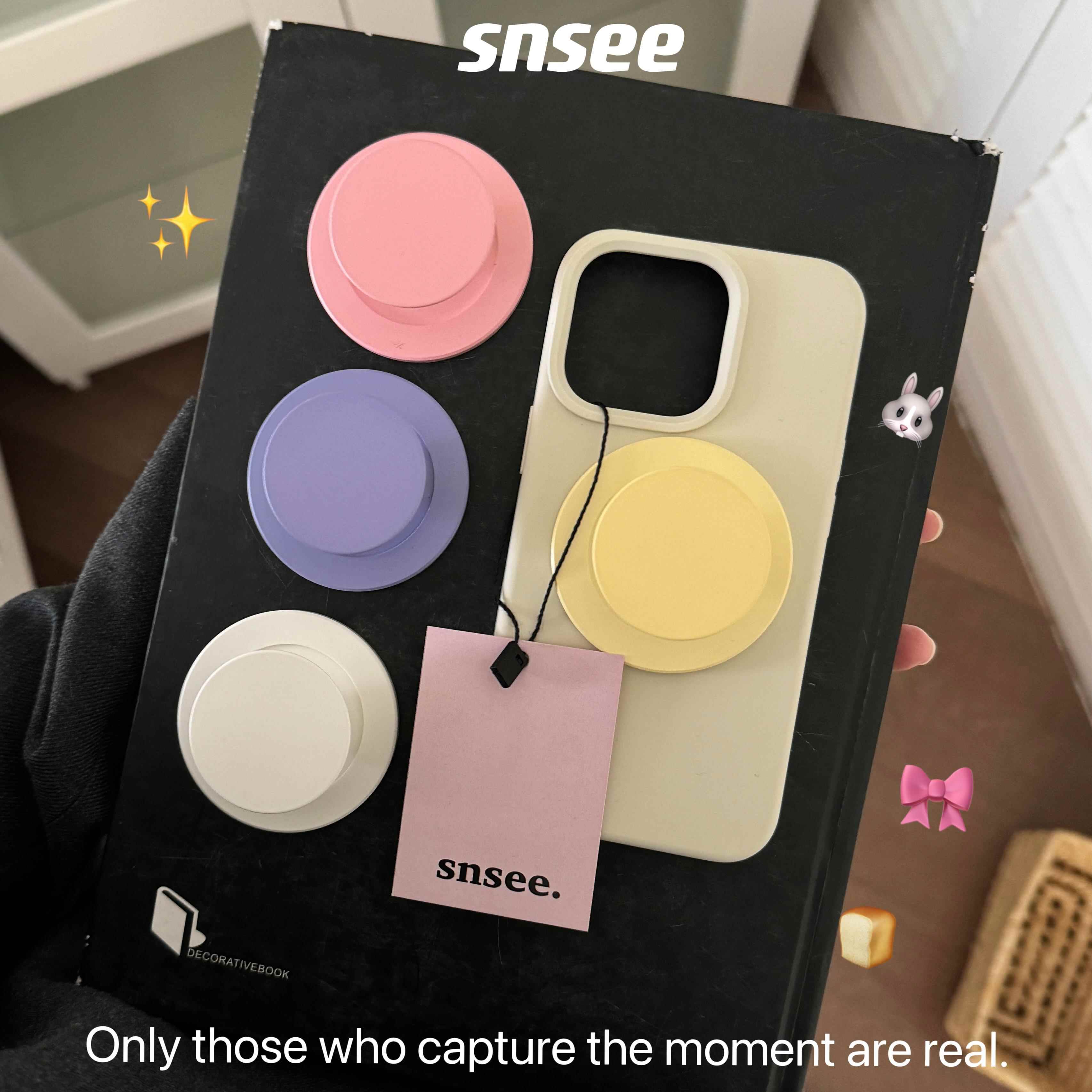 snsee｜纯色简约磁吸手机架可爱少女糖果色透明伸缩气囊支架AI图片