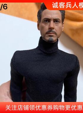1/6兵人模型黑色高领针织毛衣长袖卫衣上衣可配HT杀神李维斯