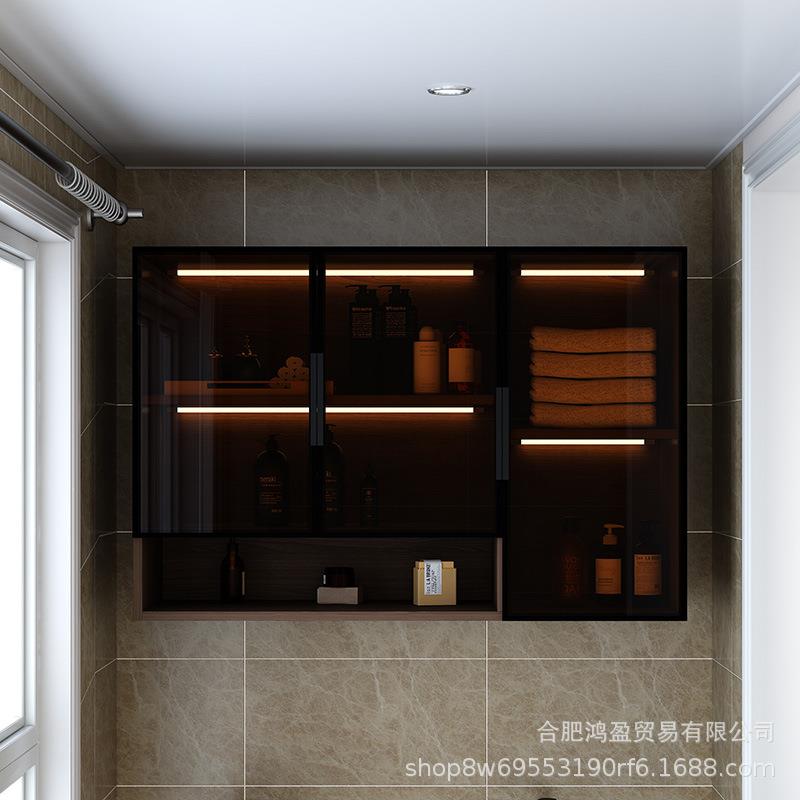 厨房壁挂玻璃柜墙上储物柜悬挂式调味料置物柜上翻美式墙壁柜吊柜