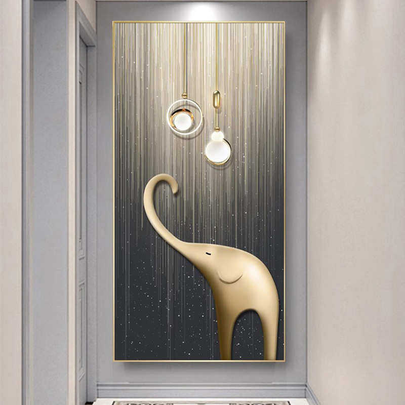 大象玄关装饰画入户过道走廊壁画现代客厅沙发背景墙轻奢落地挂画,家居饰品,现代装饰画,淘宝优惠券,粉丝福利购,淘宝优惠卷