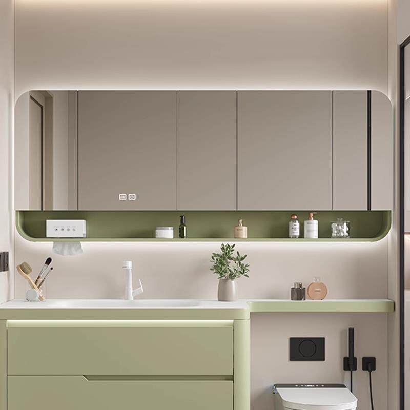 橡木烤漆圆弧浴室智能镜柜单独卫生间挂墙式加长圆角储物收纳定制