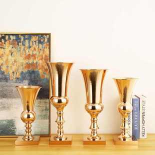 热销欧式金属花瓶婚庆主桌道具电镀铁艺银色插干花装饰摆件