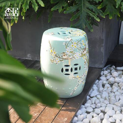 圆墩陶瓷鼓凳圆凳新中式家居创意装饰不忘居软装家具梳妆凳绣墩