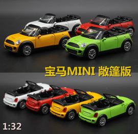 minicooper敞篷版合金，汽车模型声光版仿真玩具摆件