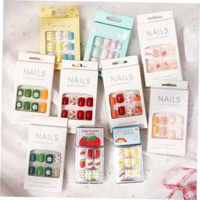 24Pcs Fake Nails Finished Nail Patch Short Fake Nails