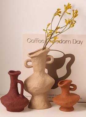 寓意好的摆件客厅轻奢高档侘寂风家居客厅陶瓷花瓶复古艺术插花花