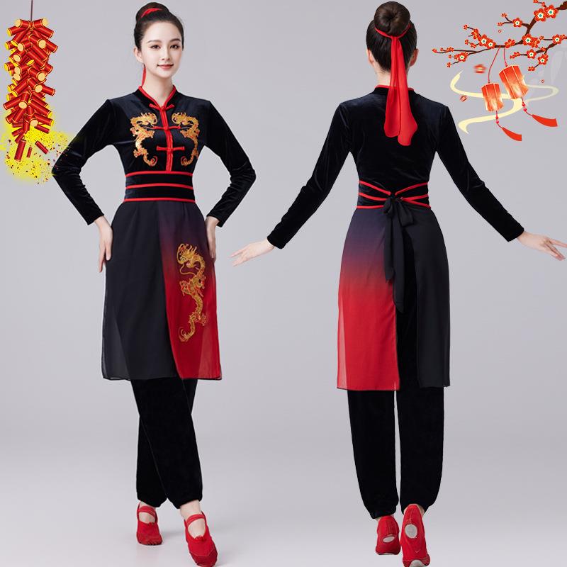 （套装）广场舞服装秋冬秧歌打鼓演出服装女2024新款金丝绒表演服图片