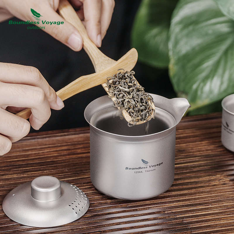 必唯纯钛泡茶壶手抓壶户外便携旅行茶具套装茶杯双层隔热泡茶器