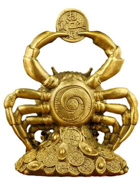 铜螃蟹摆件八方来财横财富甲一方工艺品