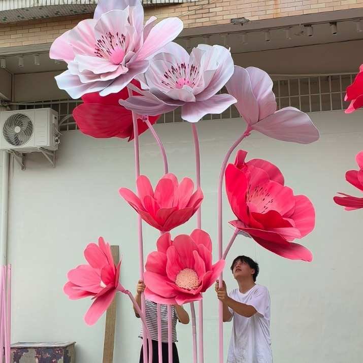 桃花dp装饰布置美陈巨型春天场景售楼处高级感商场大号纸艺花点
