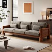 新中式 北美黑胡桃木别墅客厅民宿大气直排沙发 全实木沙发2025新款