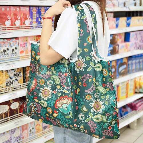 Foldable Supermarket Portable Shopping Bag, Durable Large Ca
