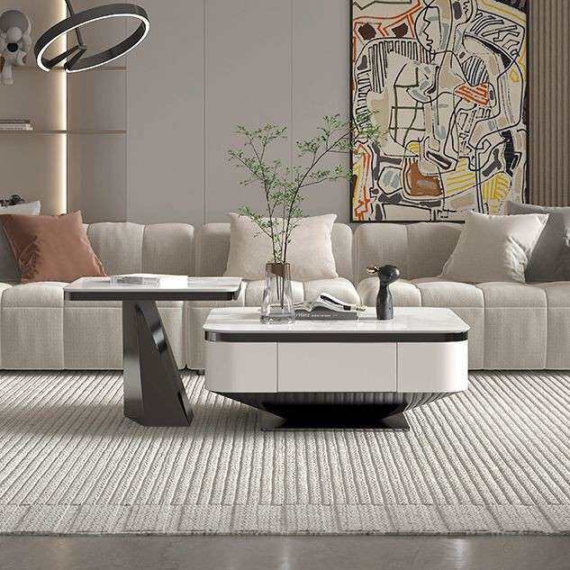 意式轻奢岩板茶几电视柜组合小户型客厅家用现代简约设计师边几