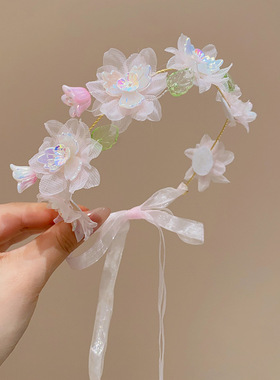 儿童花朵编发发箍女童超仙发饰