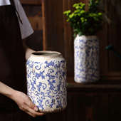 蓝钩藤敞口艺术花瓶创意客栈复古田园风陶瓷摆件家居饰品插花干花