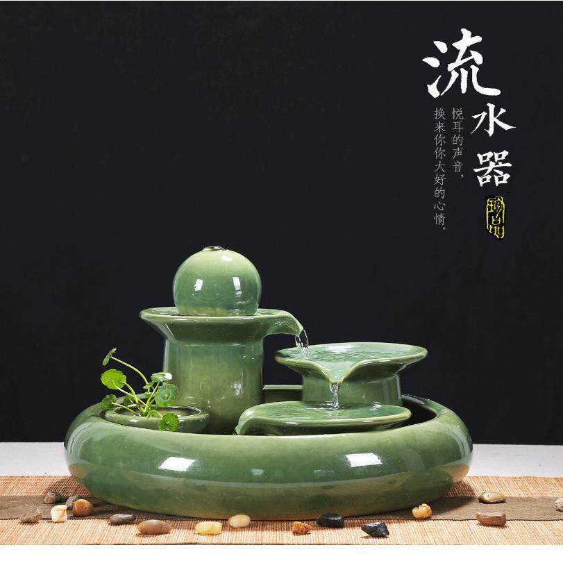 陶瓷喷泉流水加湿器家居客厅装饰品摆设风水轮球鱼缸水景招财摆件