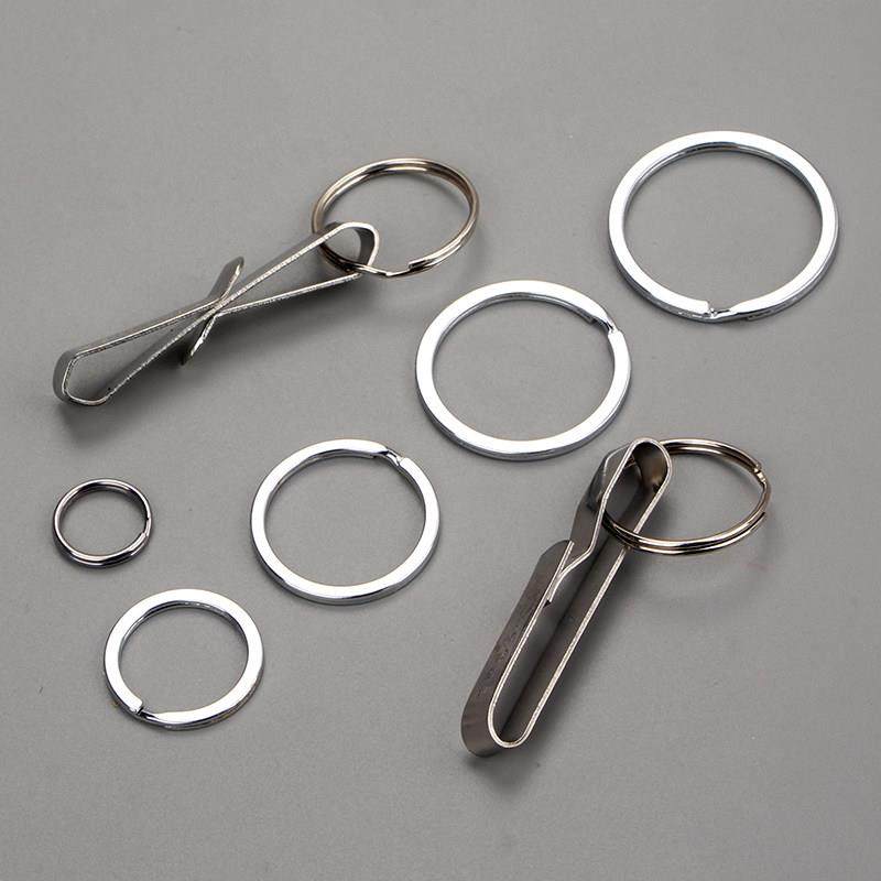 钥匙圈不锈钢环扣 金属汽车钥匙扁平小环 钢丝绳8字型老式钥匙扣