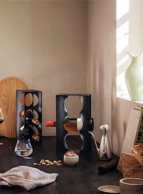 银色物轻装饰品不锈钢架酒红酒三瓶酒桶奢欧式现代简约摆件置架