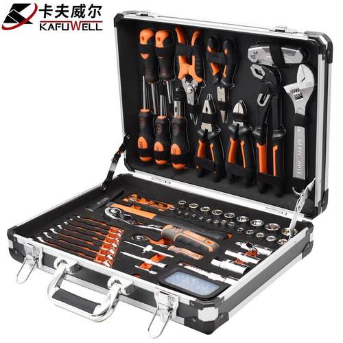 正品夫7威尔家用工具套装合金工具箱卡组套圣多瑞精品89件套SS353